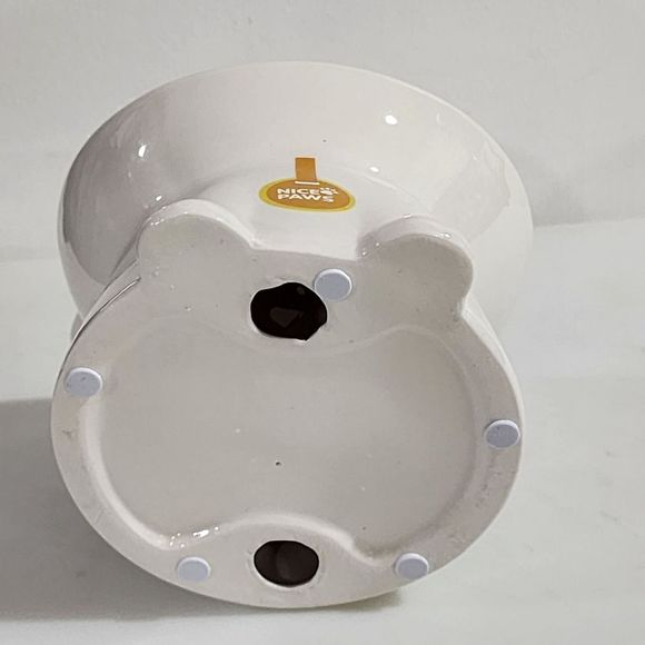 Ceramic‎ Tilted And Elevated Kitty Cat Food Bowl White - Picture 11 of 12